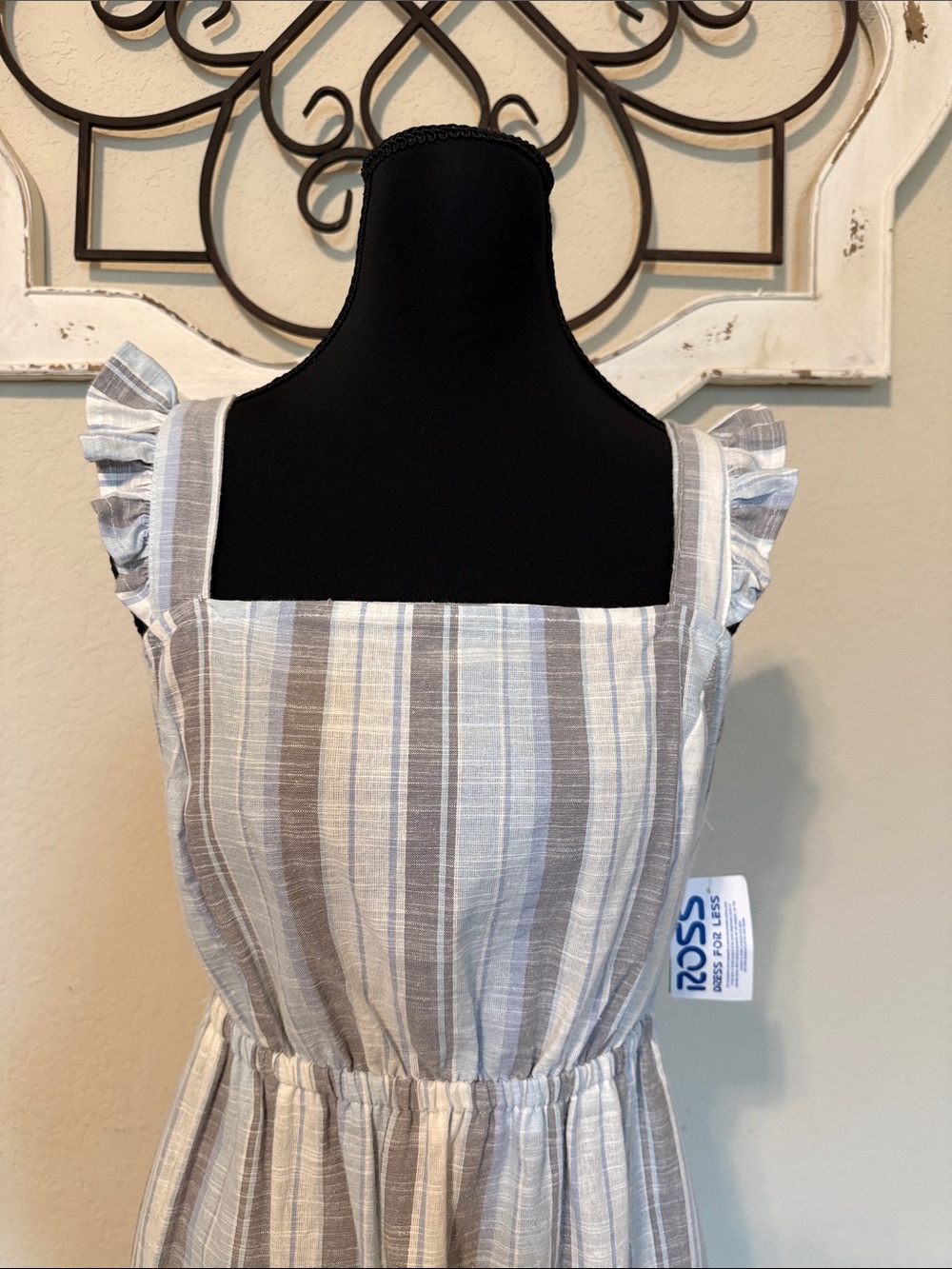 Madison Grey Striped Square-Neck Ruffle Strap Dress - Picture 2 of 6